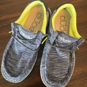Hey Dude Kids Blue and Lime Moccasins 13